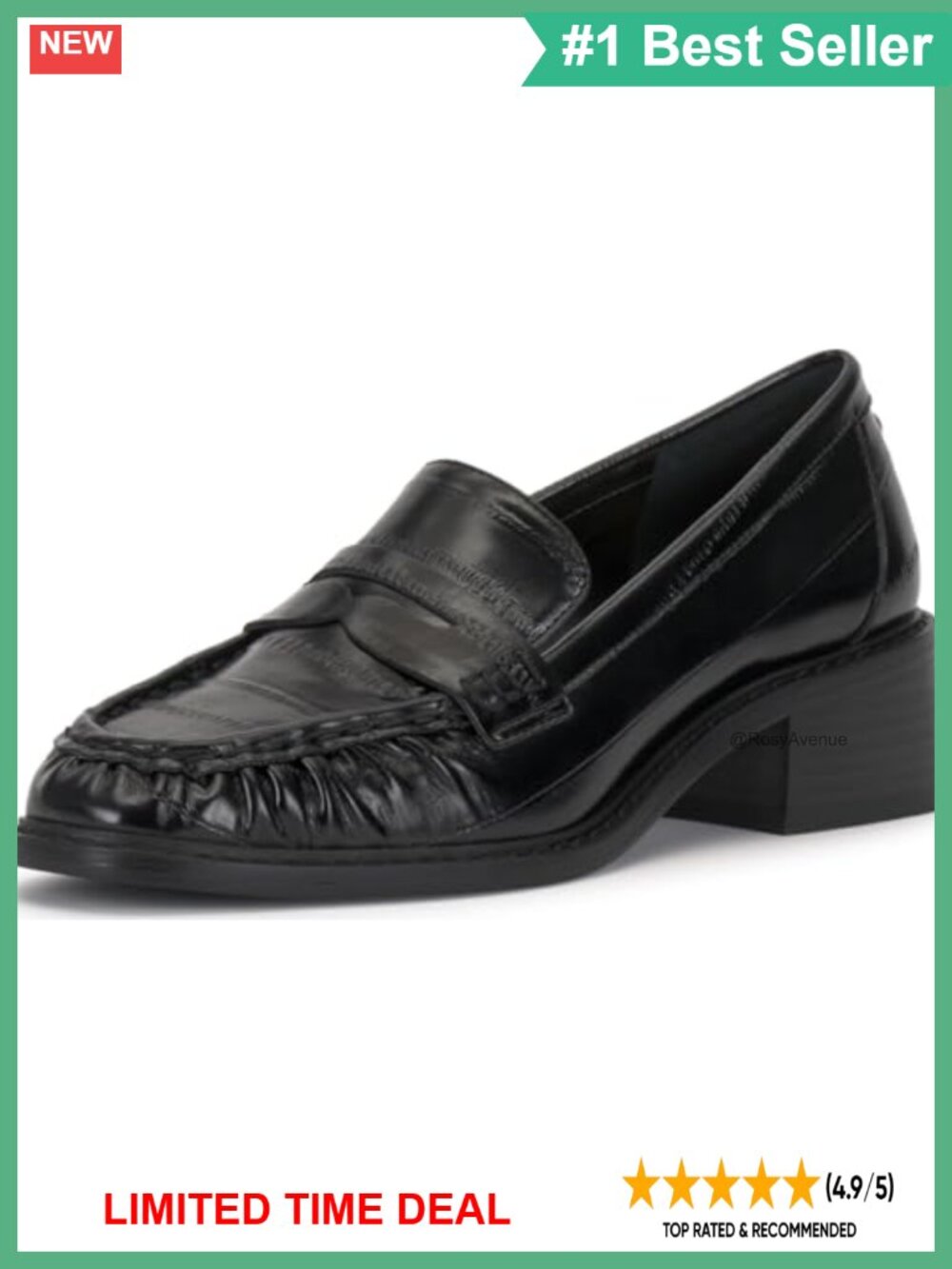 Faux Leather Slip On Block Heel Loafers Business Casual
